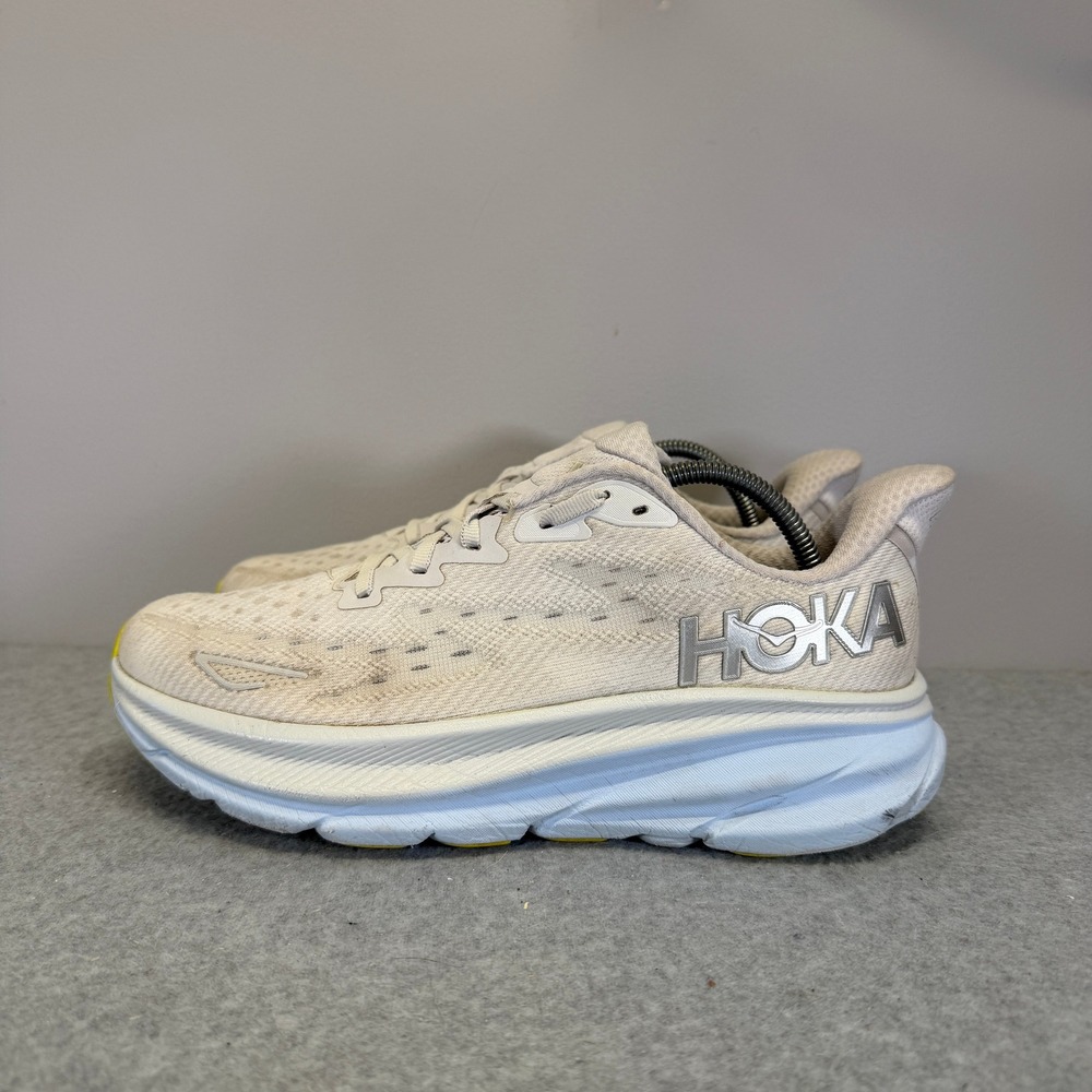 Hoka Clifton 9 Womens Shoes Size 8 Grey & Blue Running Sneakers 1127896 NCIW